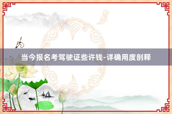 当今报名考驾驶证些许钱-详确用度剖释